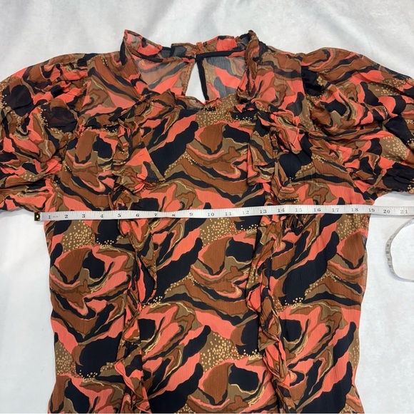 NWT Cleobella Paige Printed Midi Dress Orange Brown flutter details size S - Picture 8 of 12